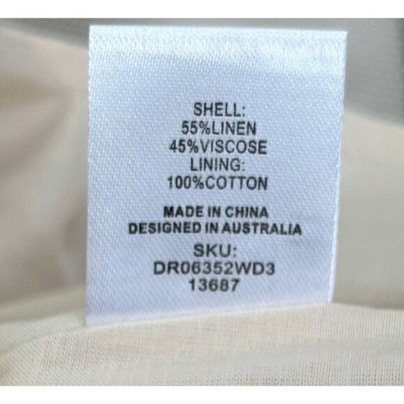 NWT Meshki Sina Ruffle-Sleeve Mini Dress Beige Linen Blend Boutique Designer XS - Picture 12 of 15